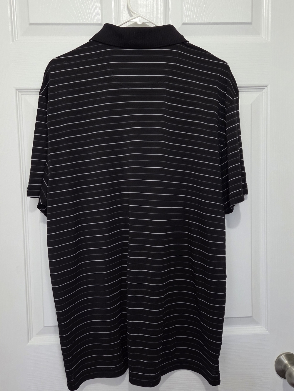 Van Heusen Black & White Striped Traveler Short Sleeve Polo Shirt Size XL Golf - Picture 6 of 7